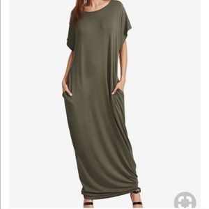 Olive Green Maxi with Pockets